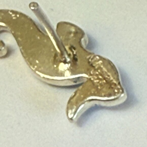 Sterling Silver Seahorse Stud Earrings Austrian Crystals Blue Glass Mosaico - Picture 4 of 5